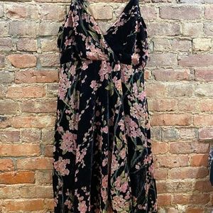 Anthropologie Velvet Floral Midi Dress